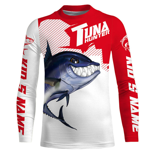 Bluefin Tuna hunter Fishing jerseys, Custom Angry Tuna Long sleeve performance Fishing Shirts |red IPHW3402