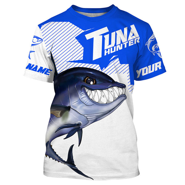 Bluefin Tuna hunter Fishing jerseys, Custom Angry Tuna Long sleeve performance Fishing Shirts |blue IPHW3404