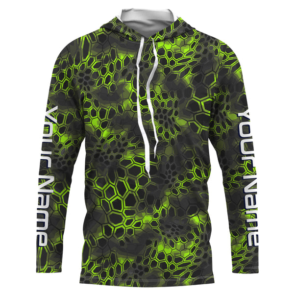 Green camo Custom Long Sleeve performance Fishing Shirts, UV Protection Fishing jerseys - IPHW2210