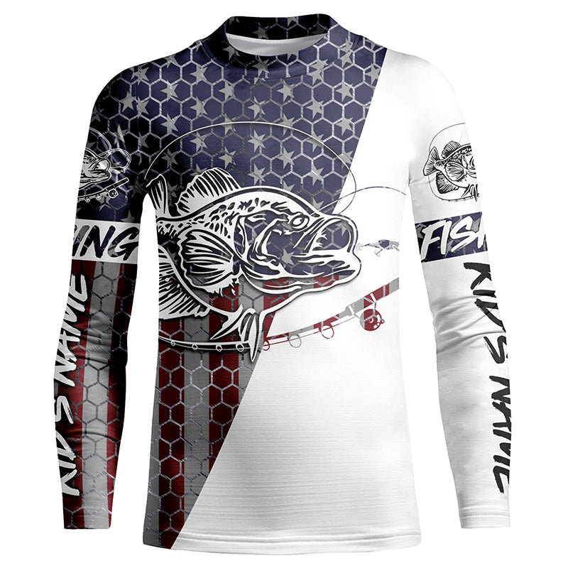 American Flag Crappie Custom Long Sleeve Fishing Shirts, Patriotic Cra –  Myfihu
