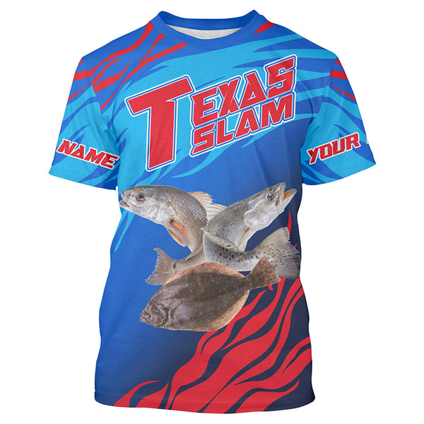 Custom Texas Inshore Slam Fishing Redfish, Trout, Flounder Long Sleeve Fishing Shirts Jerseys IPHW3941