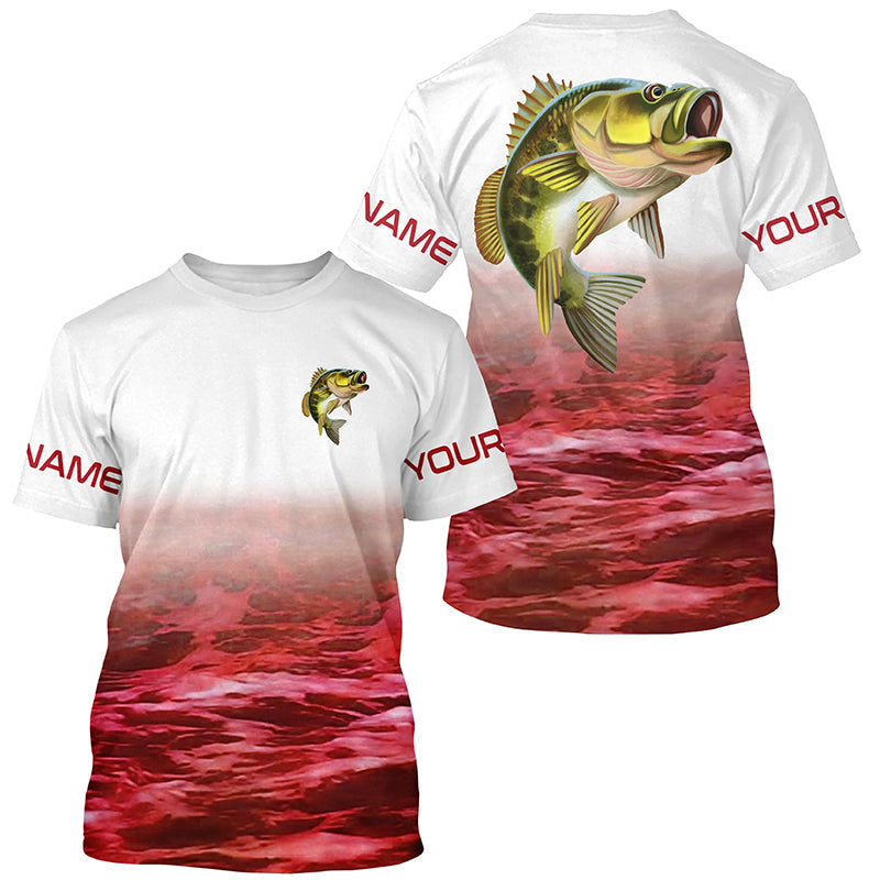 Personalized Bass Long Sleeve Performance Fishing Shirts