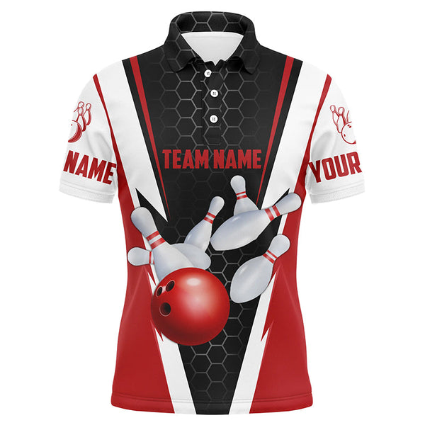 Bowling Shirts For Men Custom Name And Team Name Strike Bowling Ball And Pins, Team Bowling Shirts IPHW4175