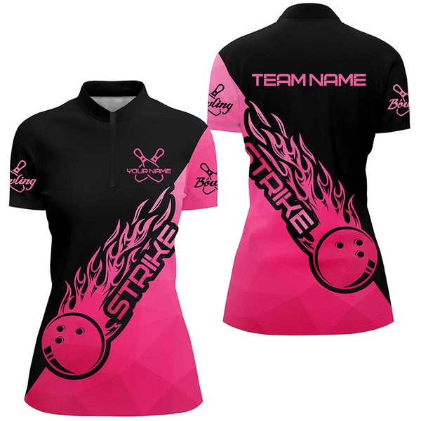 Custom Bowling Shirts For Women, Bowling Team Shirts Bowling Strike | Pink IPHW4475