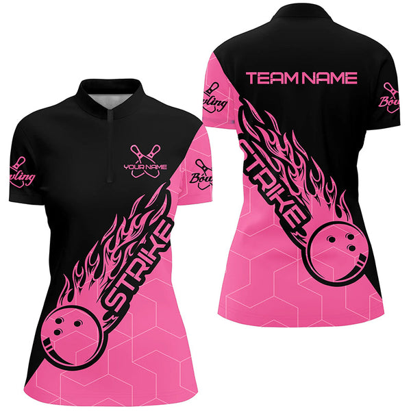 Custom Bowling Shirts For Women, Bowling Team Shirts Bowling Strike | Pink IPHW4476