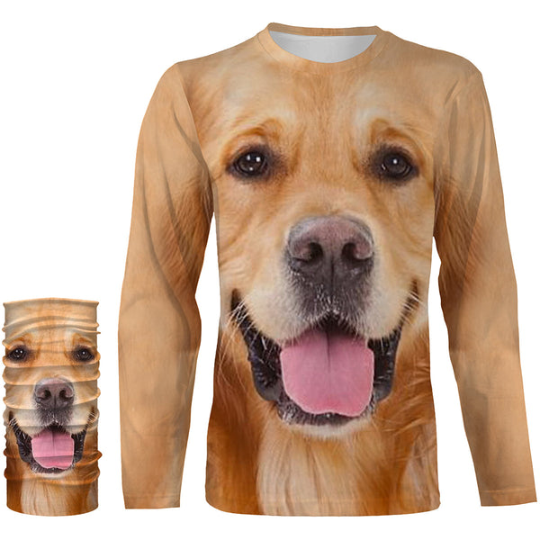 Golden Retriever Dog face photo All over print Shirts, Dog Shirts for humans IPHW2574