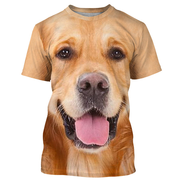 Golden Retriever Dog face photo All over print Shirts, Dog Shirts for humans IPHW2574