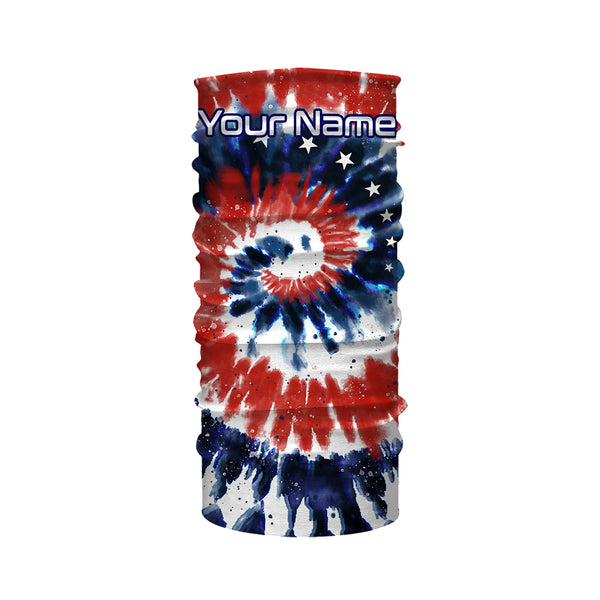Red White and Blue American Tie dye Flag Custom UV Long Sleeve Fishing Shirts, Patriotic Fishing Shirts - IPHW1714