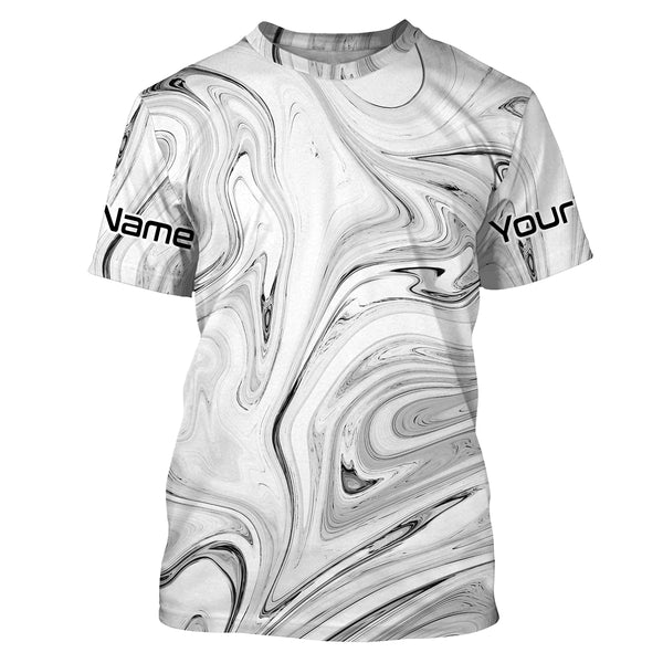 Black and white wave camo Custom Long sleeve performance Fishing Shirts for men, women and kids - IPHW1723