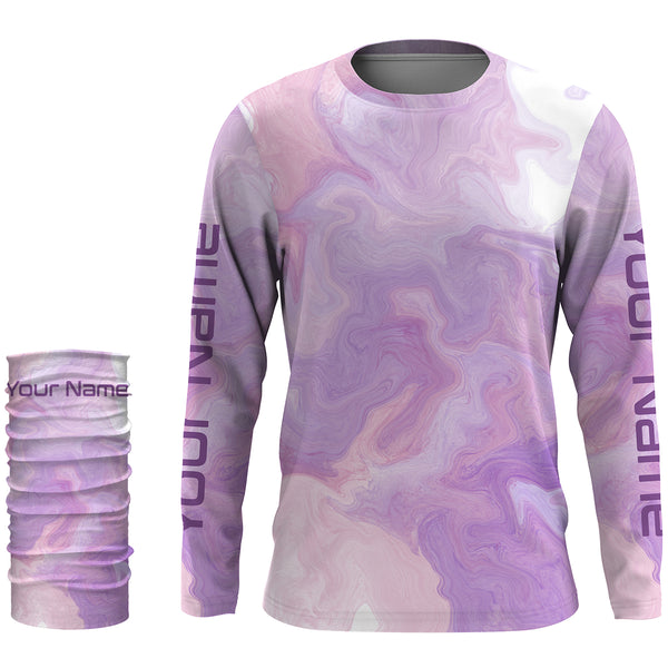 Beautiful purple Tie dye camo Womens Long sleeve Fishing Shirts, Personalized UV Protection Women Fishing apparel - IPHW1724