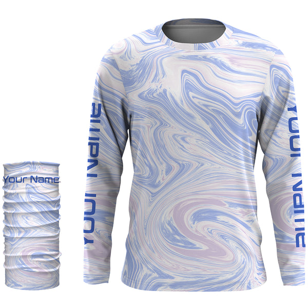 Personalized waves camo Long sleeve preformance Fishing Shirts for men, Custom Fishing jerseys - IPHW1725