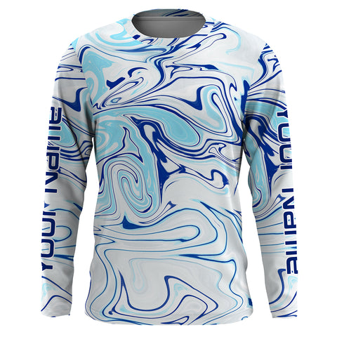 Custom Saltwater Long sleeve Fishing Shirts UV Protection, Sea wave camo Fishing Shirts - IPHW1728