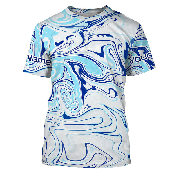 Custom Saltwater Long sleeve Fishing Shirts UV Protection, Sea wave camo Fishing Shirts - IPHW1728