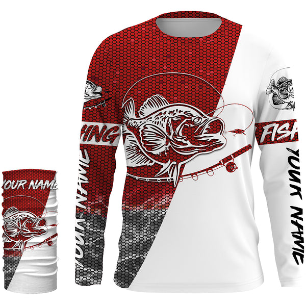 Crappie Fishing Custom Long Sleeve performance Fishing Shirts, Crappie Fishing jerseys | red - IPHW2040