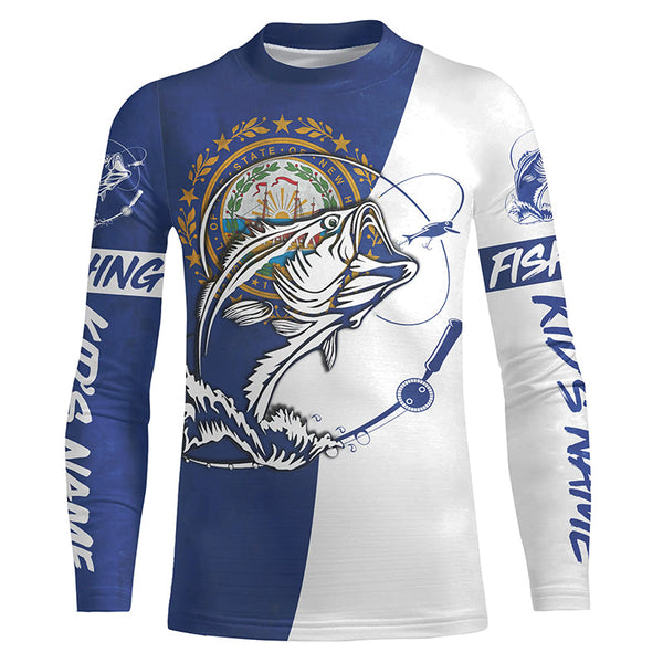 Bass Fishing Massachusetts  Flag Custom Long Sleeve Performance Fishing Shirts For Fishing Lovers IPHW3965