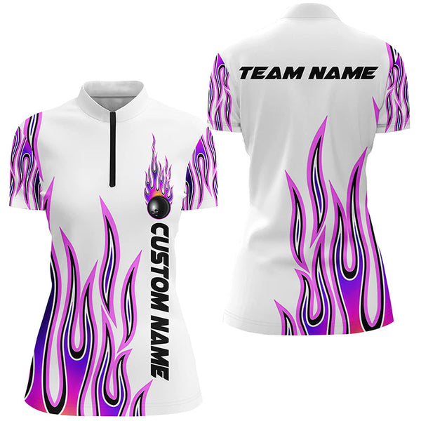 Personalized Flame Bowling Shirts For Women, Bowling Ball Custom Bowling Team Shirt IPHW4501