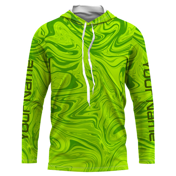 Lime green wave camo Custom UV Protection Long sleeve performance Fishing Shirts, Fishing jerseys - IPHW1736