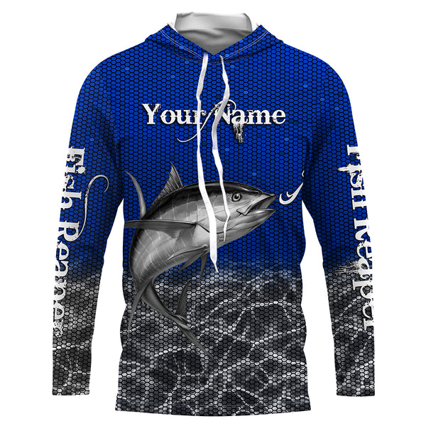 Fishing Fish reaper Tuna Custom Long Sleeve performance Fishing Shirts, Tuna Fishing jerseys | blue - IPHW1954