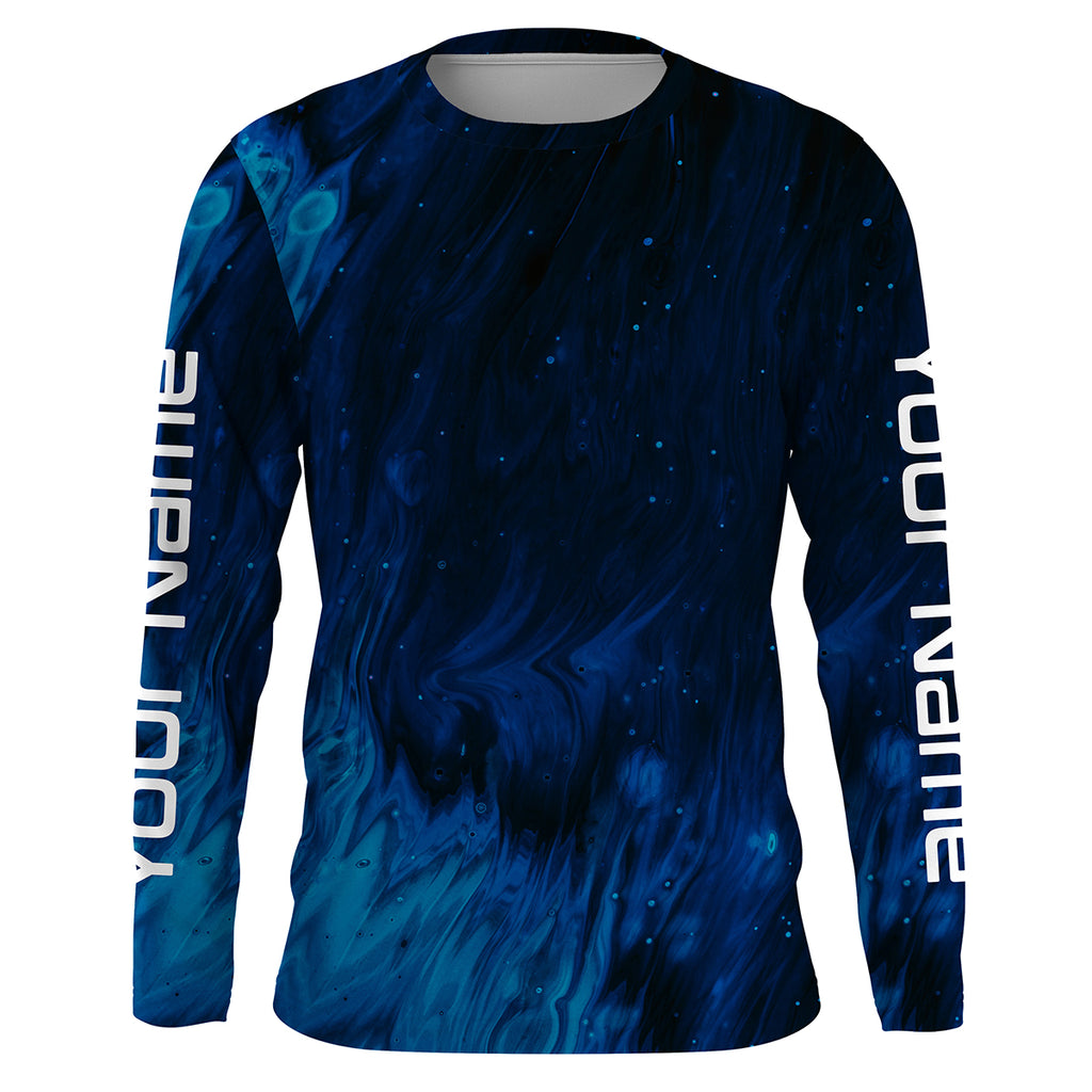 Personalized Sea Waves Camo Long Sleeve UV Protection Fishing Shirts, Custom Men Fishing Apparel - IPHW2313, Long Sleeves UPF / M