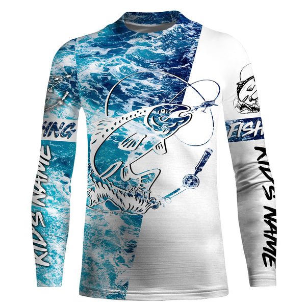 Speckled Trout Custom Long sleeve Fishing Shirts, Spotted sea Trout fishing shirts | waves camo IPHW3149