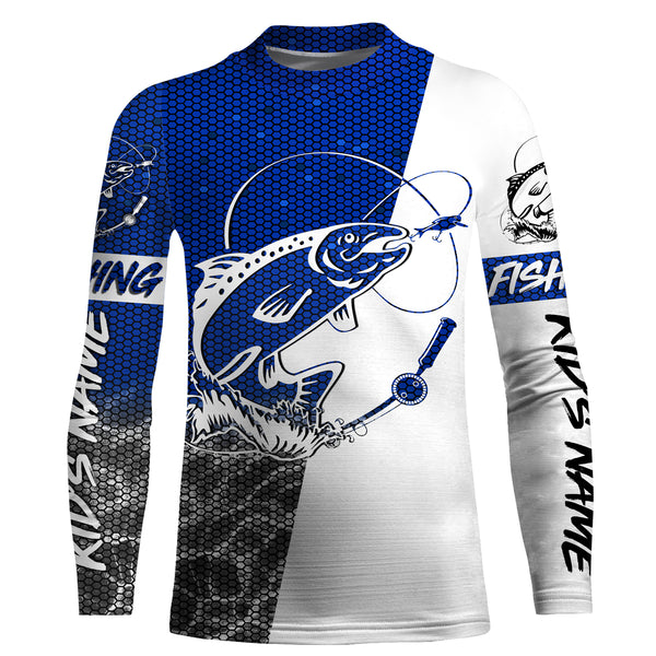 Speckled Trout Custom Long sleeve Fishing Shirts, Spotted sea Trout fishing shirts | blue IPHW3150