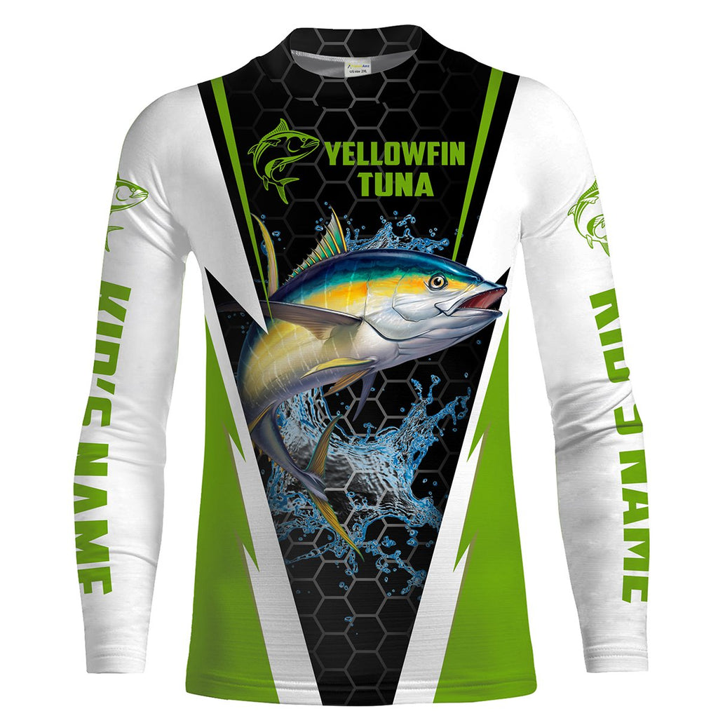 Beautiful Yellowfin Tuna Fishing Shirt UPF 30+ Performance Clothing, Personalized Fishing Gifts HVFS007, Kid Long Sleeves UPF / M