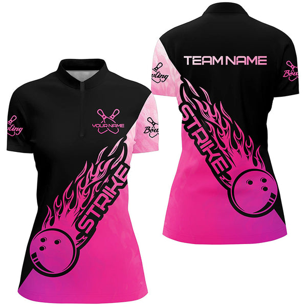Strike Bowling Pink Bowling Polo Shirts For Women, Custom Bowling Team Shirts Outfit IPHW5239