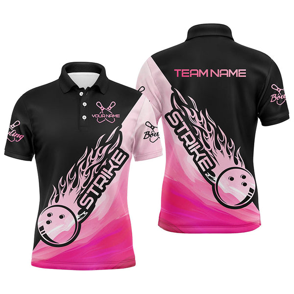 Strike Bowling Pink Bowling Polo Shirts For Men, Custom Bowling Team Shirts Bowler Outfit IPHW5241