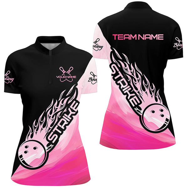 Strike Bowling Pink Bowling Polo Shirts For Women, Custom Bowling Team Shirts Outfit IPHW5241