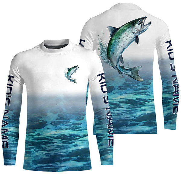 Personalized Chinook King Salmon Saltwater Long Sleeve Fishing Shirts, Salmon Fishing Jerseys IPHW6067