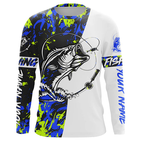 Personalized Bass Long Sleeve Tournament Fishing Shirts, Bass Fishing Jerseys IPHW4534