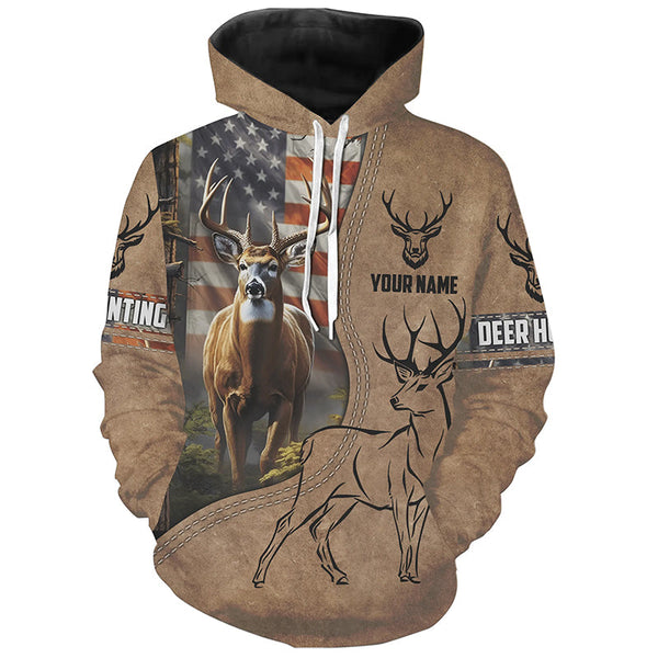 Personalized Deer Hunter Clothing American Flag Deer Hunting All Over Printed Shirts For Men And Women IPHW5429