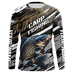 Carp Fishing Grass Camo Custom Long Sleeve Shirts, Carp UV Fishing Jerseys IPHW6082, Kid Long Sleeves UPF / L