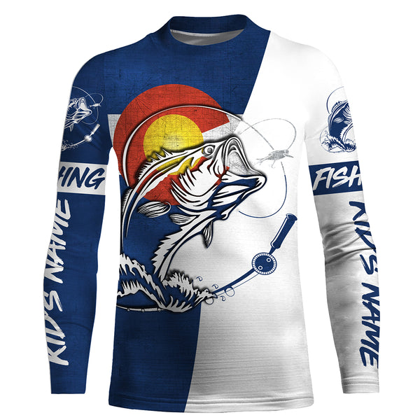 Personalized Colorado flag Bass Fishing Shirts, CO Bass Fishing jerseys, patriotic Fishing gifts IPHW2981
