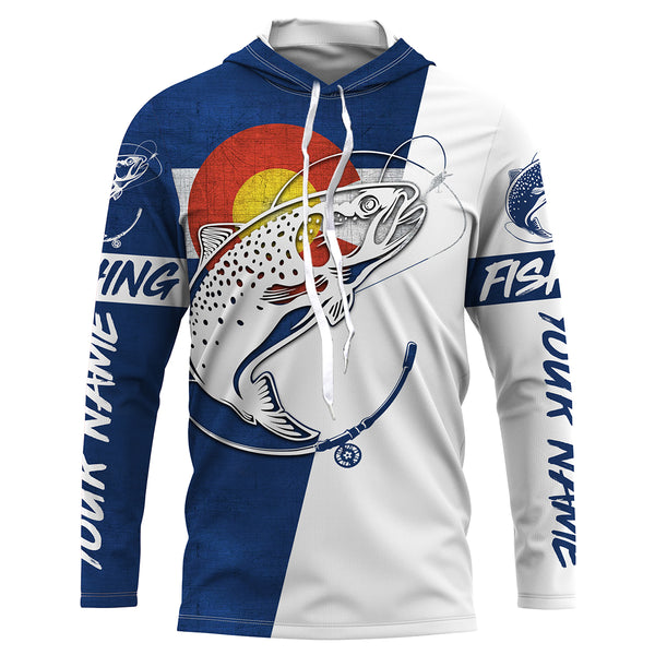 Custom Colorado flag Rainbow Trout Fishing Shirts, CO Trout Fishing jerseys, patriotic Fishing gifts IPHW2983