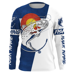 Custom Colorado flag Rainbow Trout Fishing Shirts, CO Trout Fishing jerseys, patriotic Fishing gifts IPHW2983