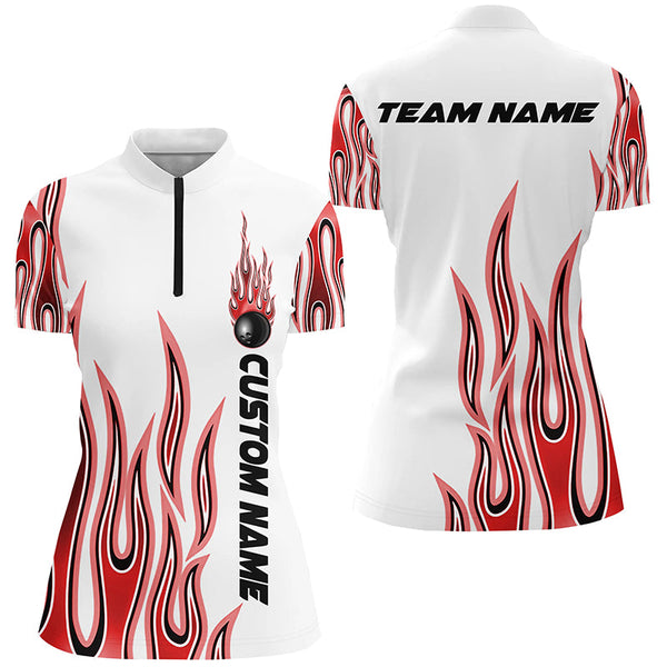 Personalized Flame Bowling Shirts For Women, Bowling Ball Custom Bowling Team Shirt IPHW4987