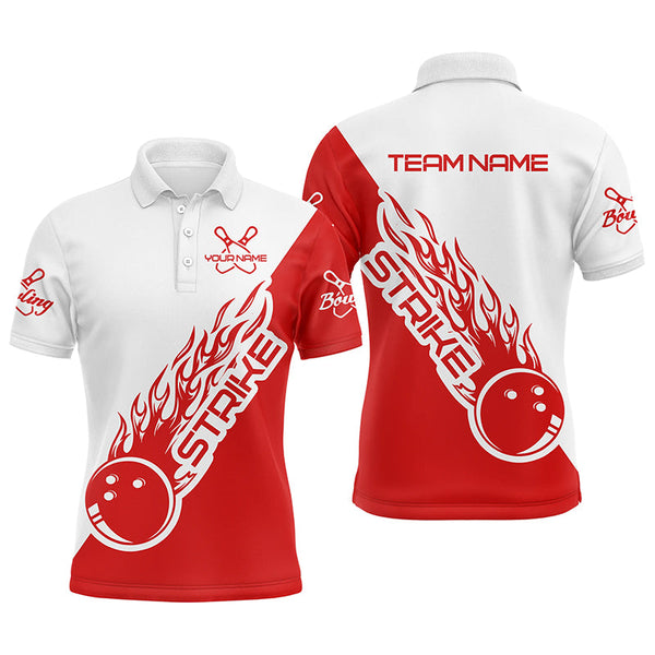 Custom Bowling Shirts For Men And Women, Bowling Team Shirts Bowling Strike |Blue And Red IPHW3981