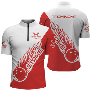 Custom Bowling Shirts For Men And Women, Bowling Team Shirts Bowling Strike |Blue And Red IPHW3981