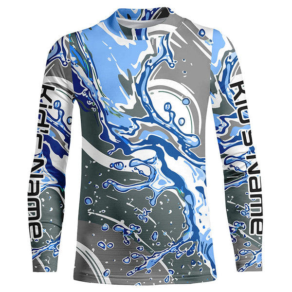 Water Splashing Camo Uv Protection Long Sleeve Fishing Shirts, Custom Performance Fishing Shirts IPHW5783