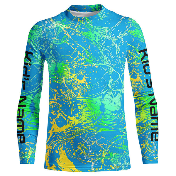 Water Splashing Camo Uv Protection Long Sleeve Fishing Shirts, Custom Performance Fishing Shirts IPHW5784