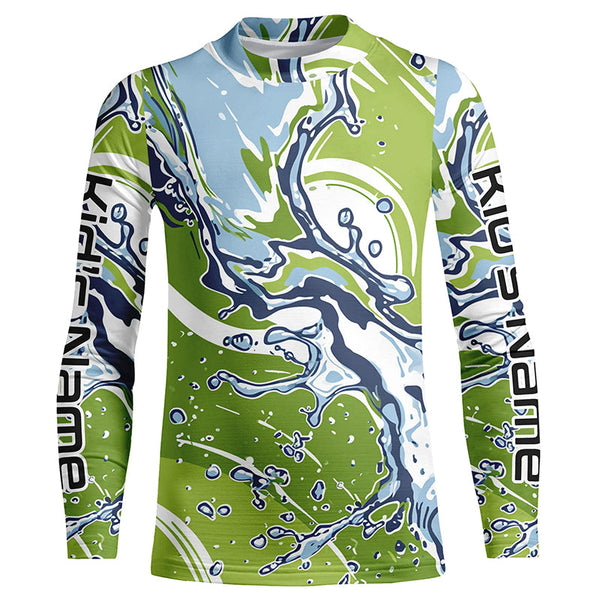 Water Splashing Camo Uv Protection Long Sleeve Fishing Shirts, Custom Performance Fishing Shirts IPHW5785