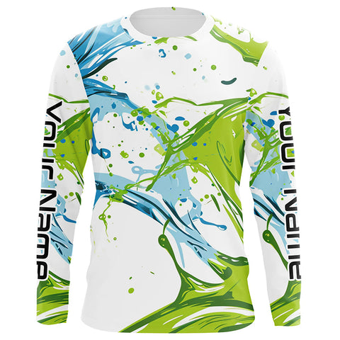 Water Splashing Camo Uv Protection Long Sleeve Fishing Shirts, Custom Performance Fishing Shirts IPHW5786