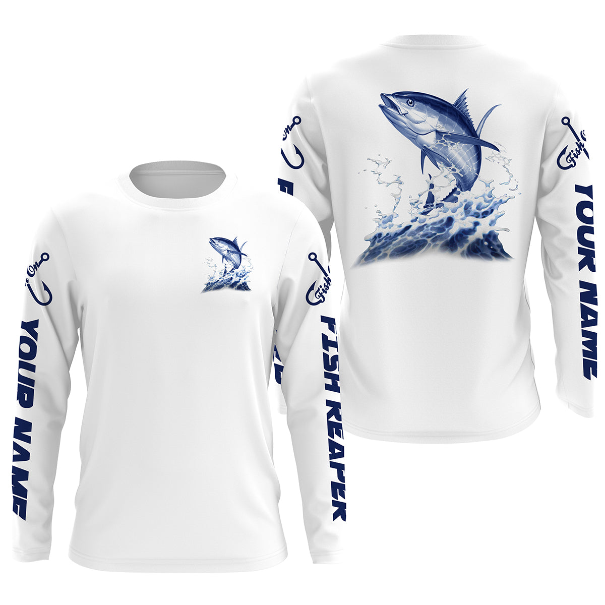 Tuna Fishing Fish reaper Custom Saltwater Fishing Shirts, Tuna performance UV Protection Fishing Shirts - IPHW2356