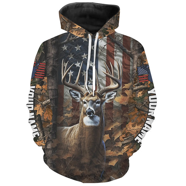 Personalized American Flag Deer Hunting Camo All Over Shirts Patriotic Deer Hunter Apparel For Men And Women IPHW5450