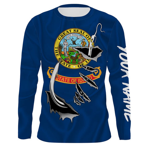Idaho Flag 3D Fish Hook UV Protection Custom Long Sleeve performance Fishing Shirts UPF 30+ - IPHW488