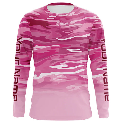 Pink Camo Custom Long Sleeve Tournament Performance Fishing Shirts For Charter Fishing Trip IPHW5797