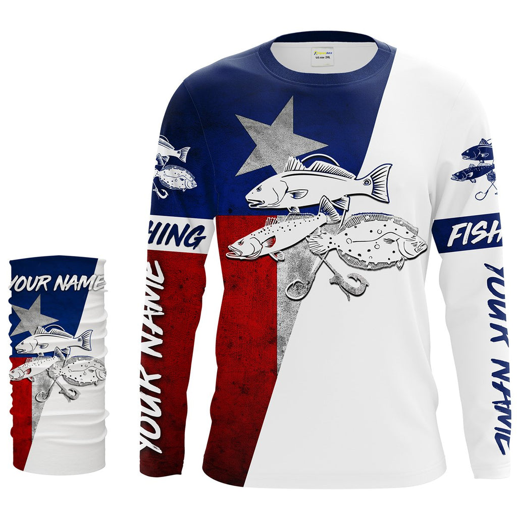 Texas Slam Redfish, Trout, Flounder Custom Texas Flag Fishing Shirts, –  Myfihu
