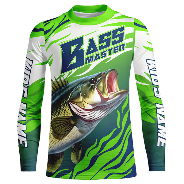 Personalized Bass master Fishing jerseys, Largemouth Bass Long sleeve performance Fishing Shirts IPHW3356