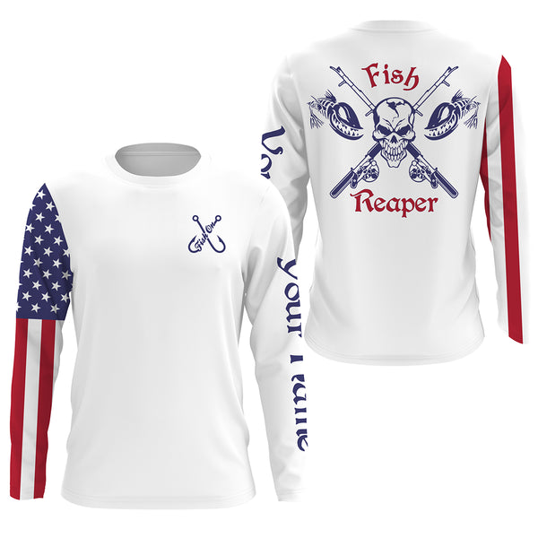 Fishing Fish reaper Custom American Flag Fishing Shirts, USA Long Slee –  Myfihu